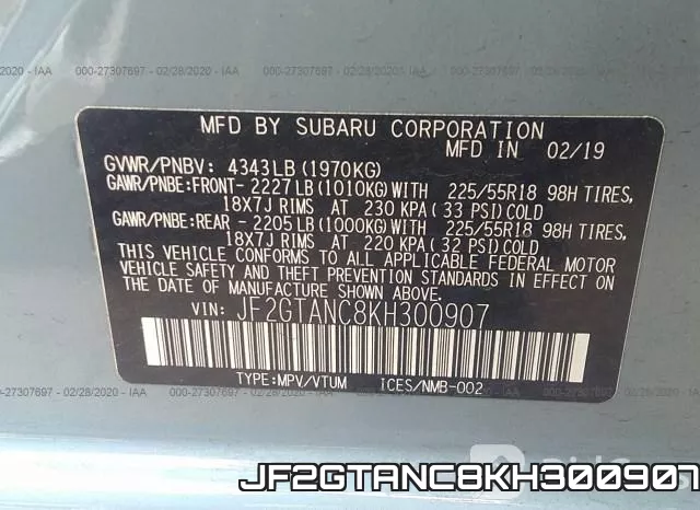 JF2GTANC8KH300907 фото 10