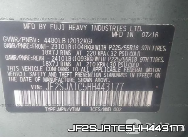 JF2SJATC5HH443177 фото 10