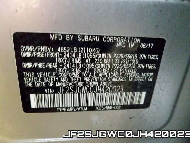JF2SJGWC0JH420023 фото 2