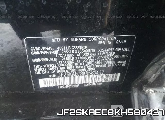 JF2SKAEC8KH580437 фото 10
