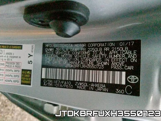 JTDKBRFUXH3550723 фото 2