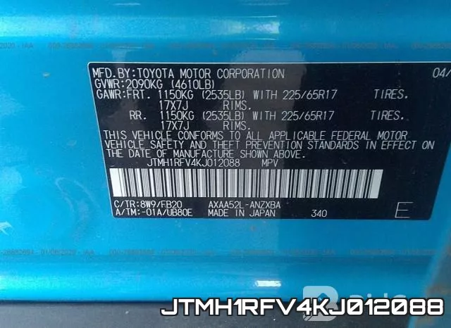 JTMH1RFV4KJ012088 фото 8