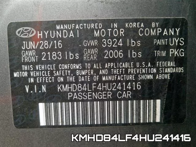 KMHD84LF4HU241416 фото 2