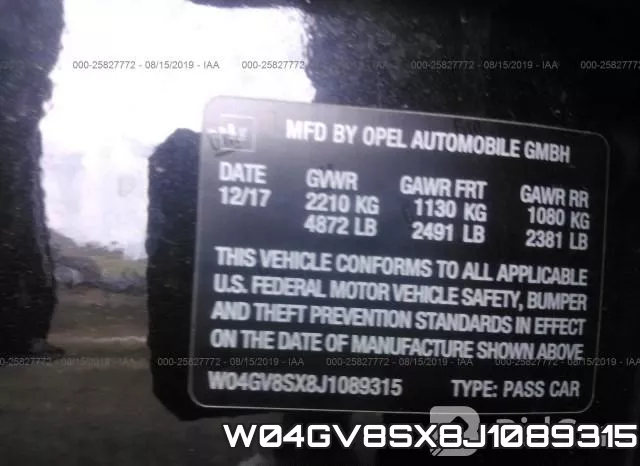 W04GV8SX8J1089315 фото 10