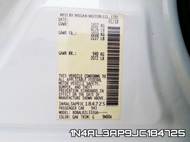 1N4AL3AP9JC184725 фото 2