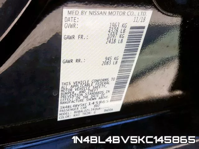 1N4BL4BV5KC145865 фото 2