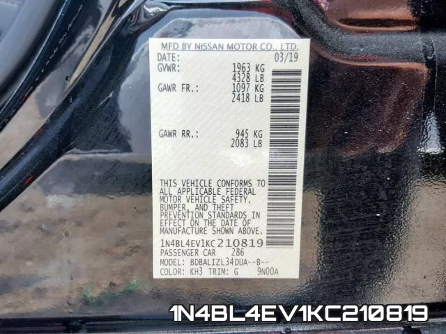 1N4BL4EV1KC210819 фото 2