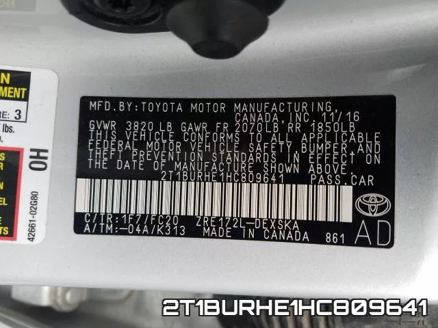 2T1BURHE1HC809641 фото 2
