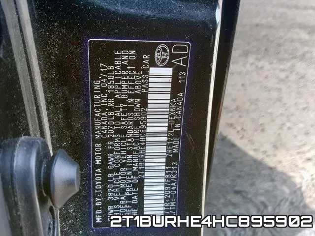 2T1BURHE4HC895902 фото 2