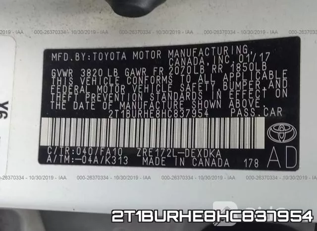 2T1BURHE8HC837954 фото 7