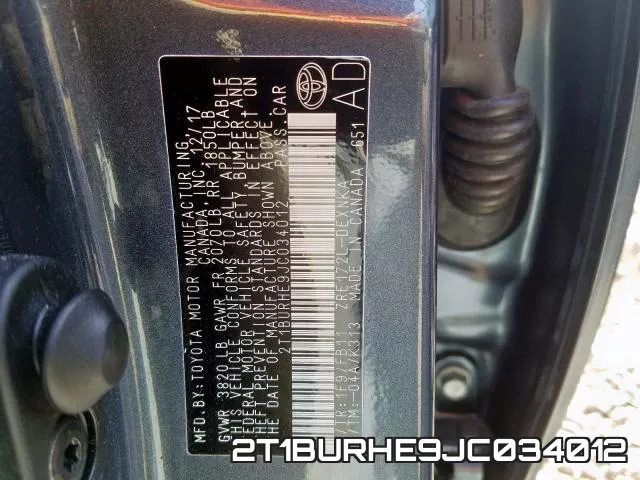 2T1BURHE9JC034012 фото 2