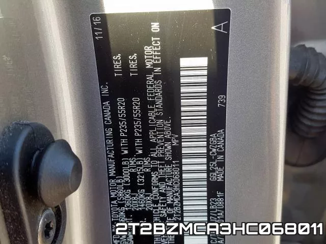 2T2BZMCA3HC068011 фото 2