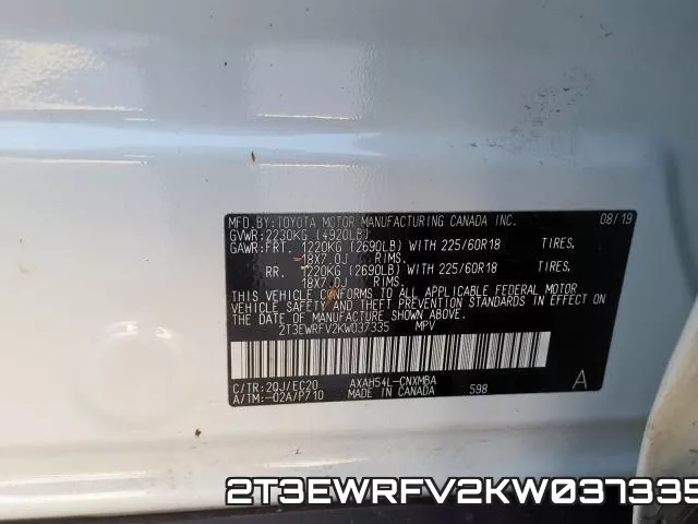 2T3EWRFV2KW037335 фото 2