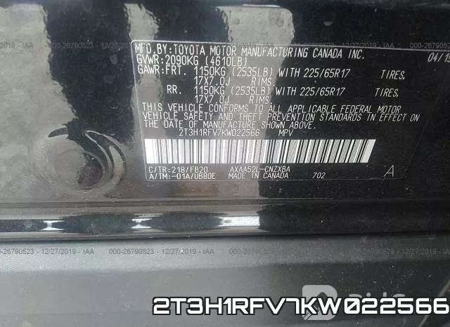 2T3H1RFV7KW022566 фото 10