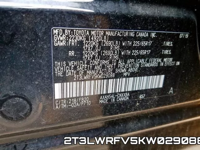 2T3LWRFV5KW029088 фото 2