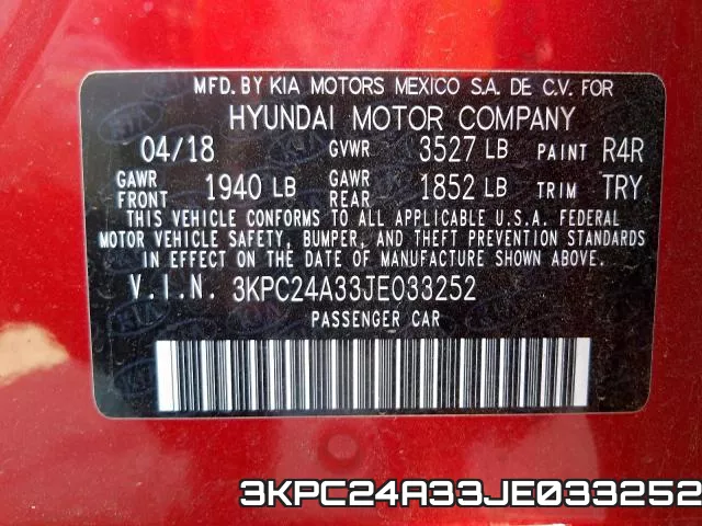 3KPC24A33JE033252 фото 2