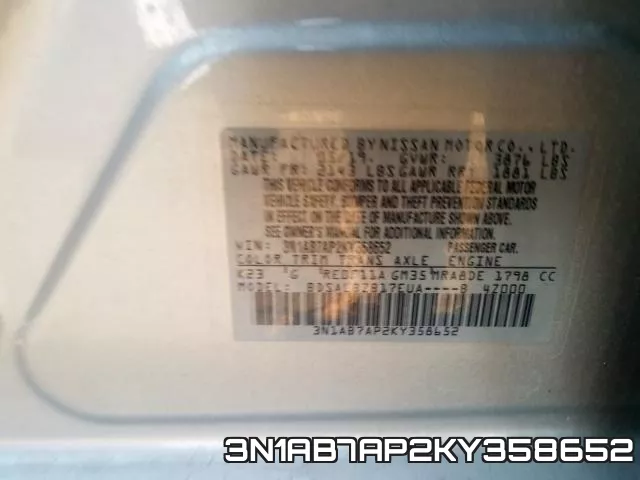 3N1AB7AP2KY358652 фото 2