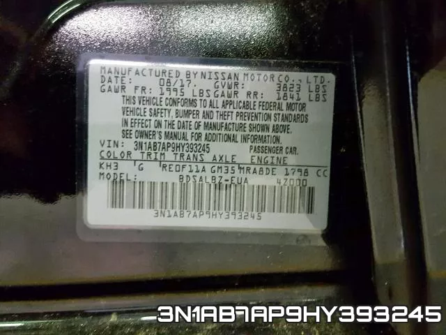 3N1AB7AP9HY393245 фото 2