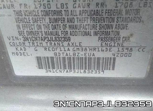 3N1CN7AP3JL832359 фото 10
