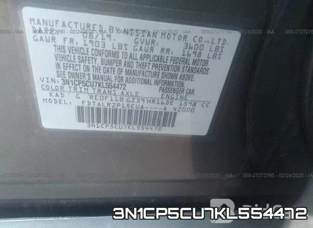 3N1CP5CU7KL554472 фото 10
