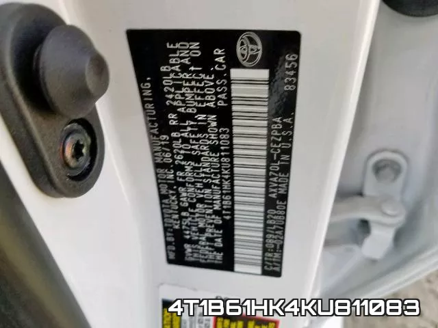 4T1B61HK4KU811083 фото 2