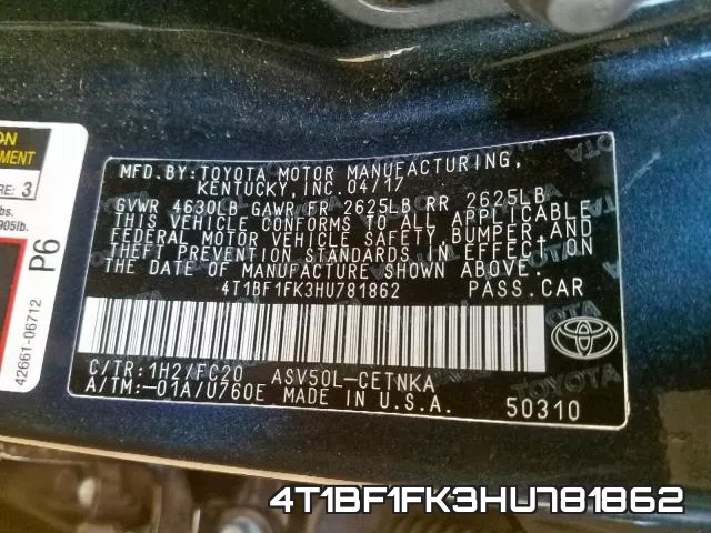 4T1BF1FK3HU781862 фото 2