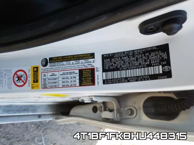 4T1BF1FK8HU448315 фото 2