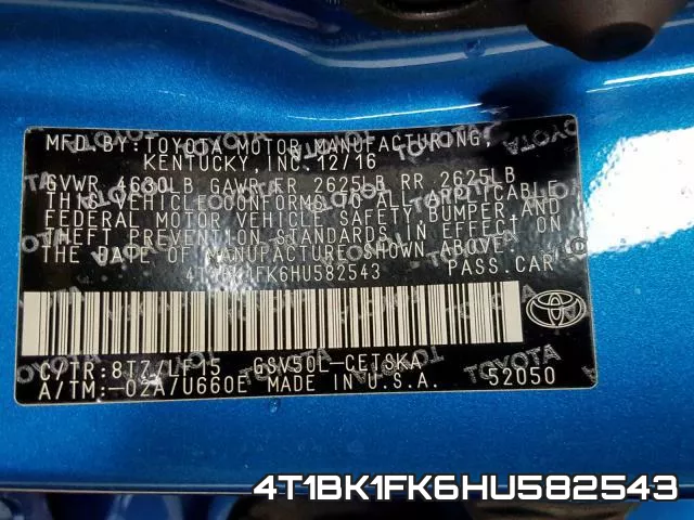 4T1BK1FK6HU582543 фото 2