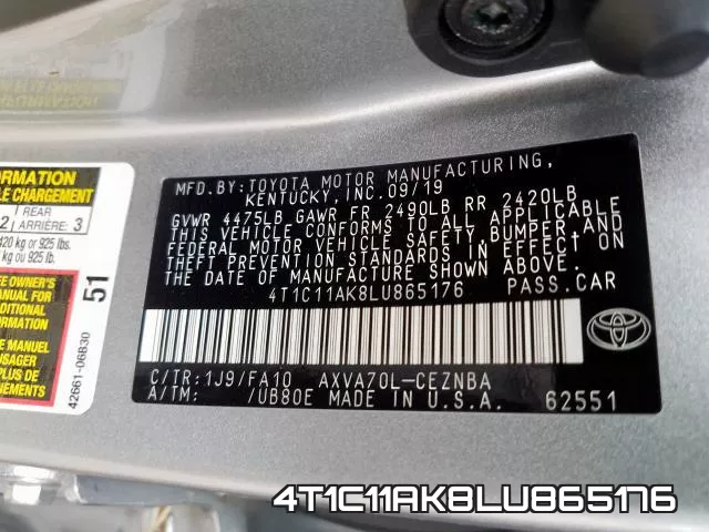 4T1C11AK8LU865176 фото 2