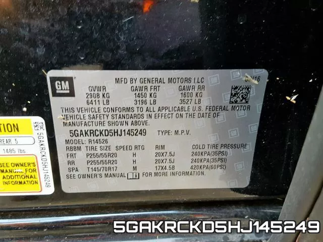 5GAKRCKD5HJ145249 фото 2
