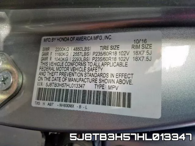 5J8TB3H57HL013347 фото 2