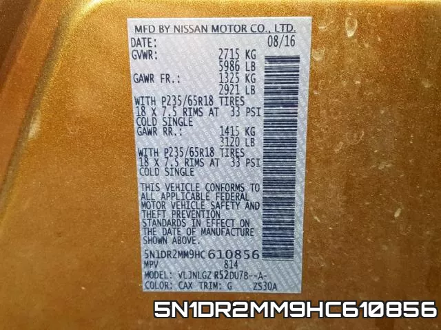 5N1DR2MM9HC610856 фото 2