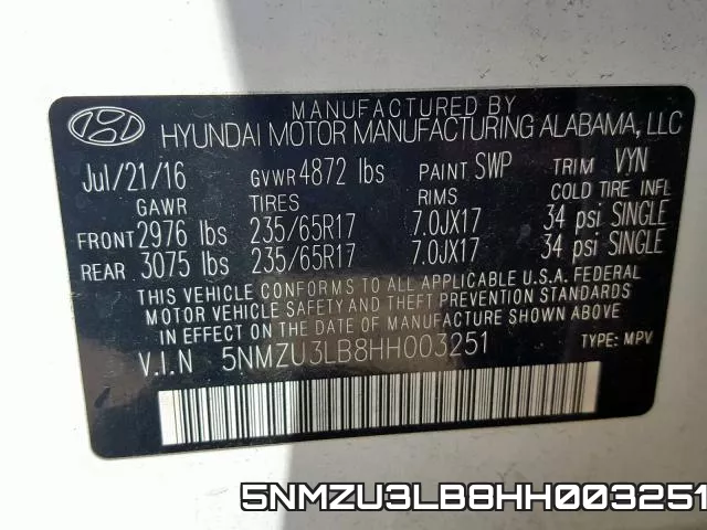 5NMZU3LB8HH003251 фото 2