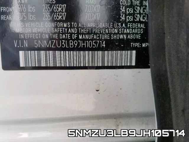 5NMZU3LB9JH105714 фото 2