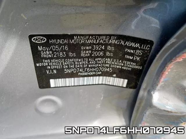 5NPD74LF6HH070945 фото 2