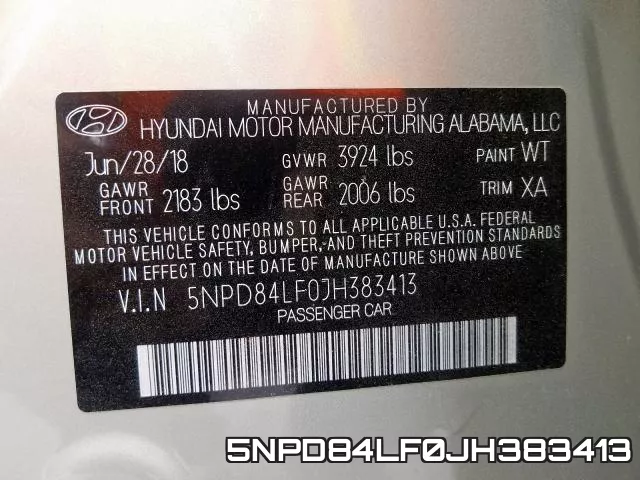 5NPD84LF0JH383413 фото 2