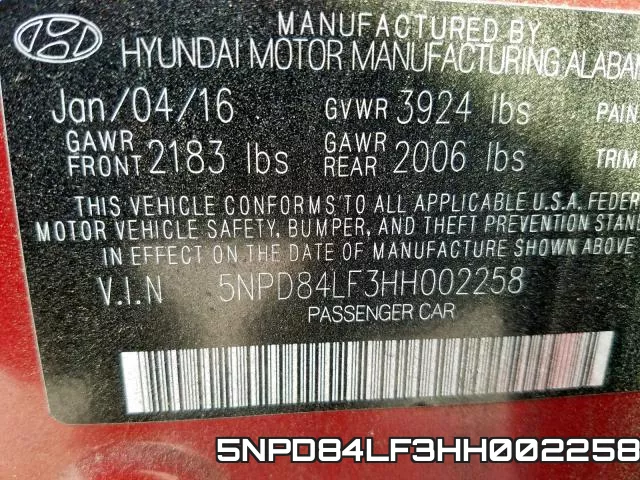 5NPD84LF3HH002258 фото 2