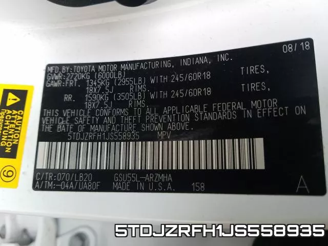 5TDJZRFH1JS558935 фото 2
