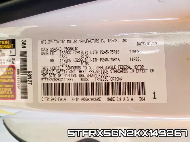 5TFRX5GN2KX143267 фото 2