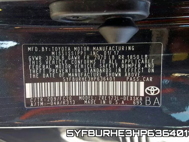 5YFBURHE3HP636401 фото 2