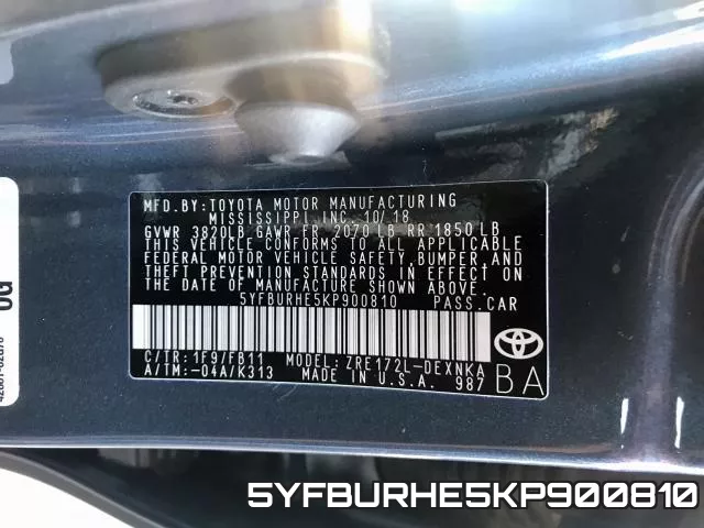 5YFBURHE5KP900810 фото 2
