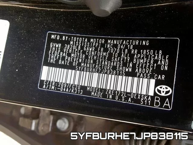5YFBURHE7JP838115 фото 2