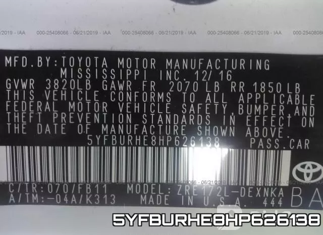 5YFBURHE8HP626138 фото 6
