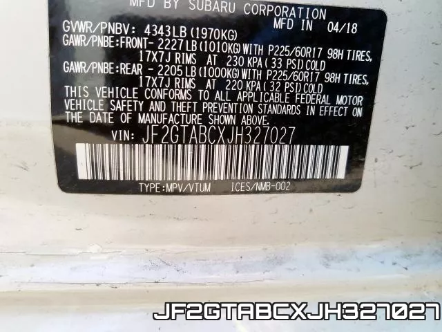 JF2GTABCXJH327027 фото 2