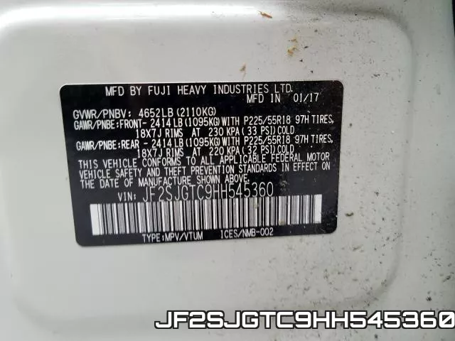 JF2SJGTC9HH545360 фото 2