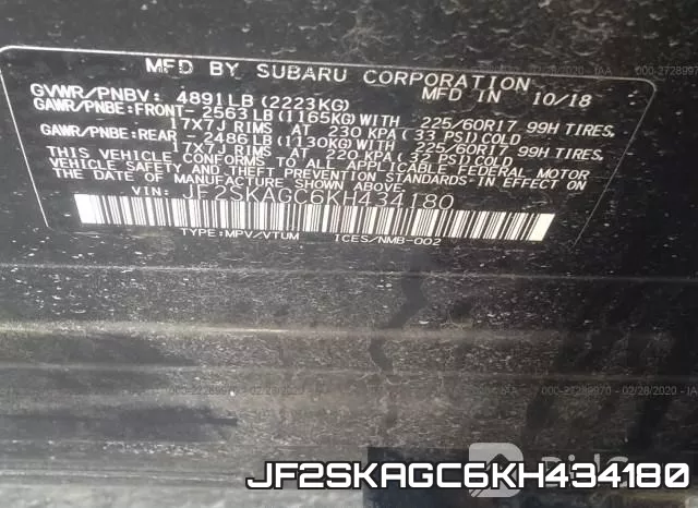 JF2SKAGC6KH434180 фото 10
