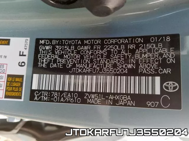 JTDKARFU7J3550204 фото 2
