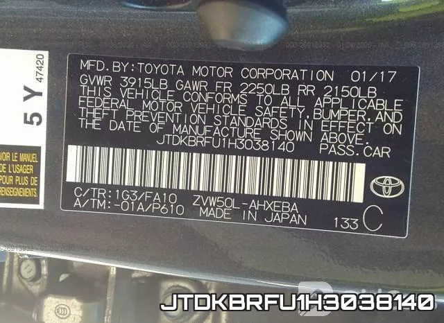 JTDKBRFU1H3038140 фото 10
