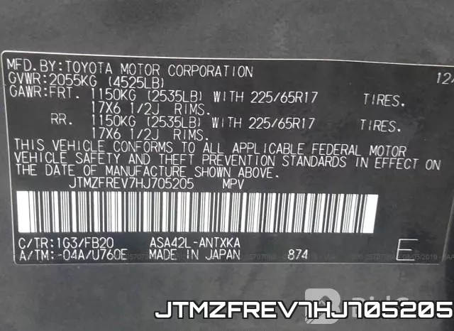 JTMZFREV7HJ705205 фото 10