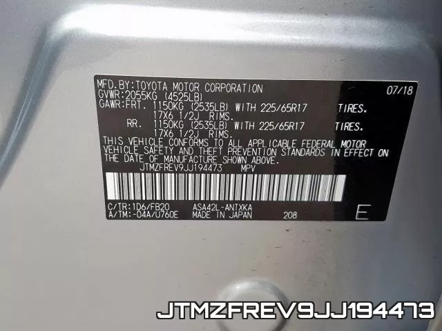 JTMZFREV9JJ194473 фото 2